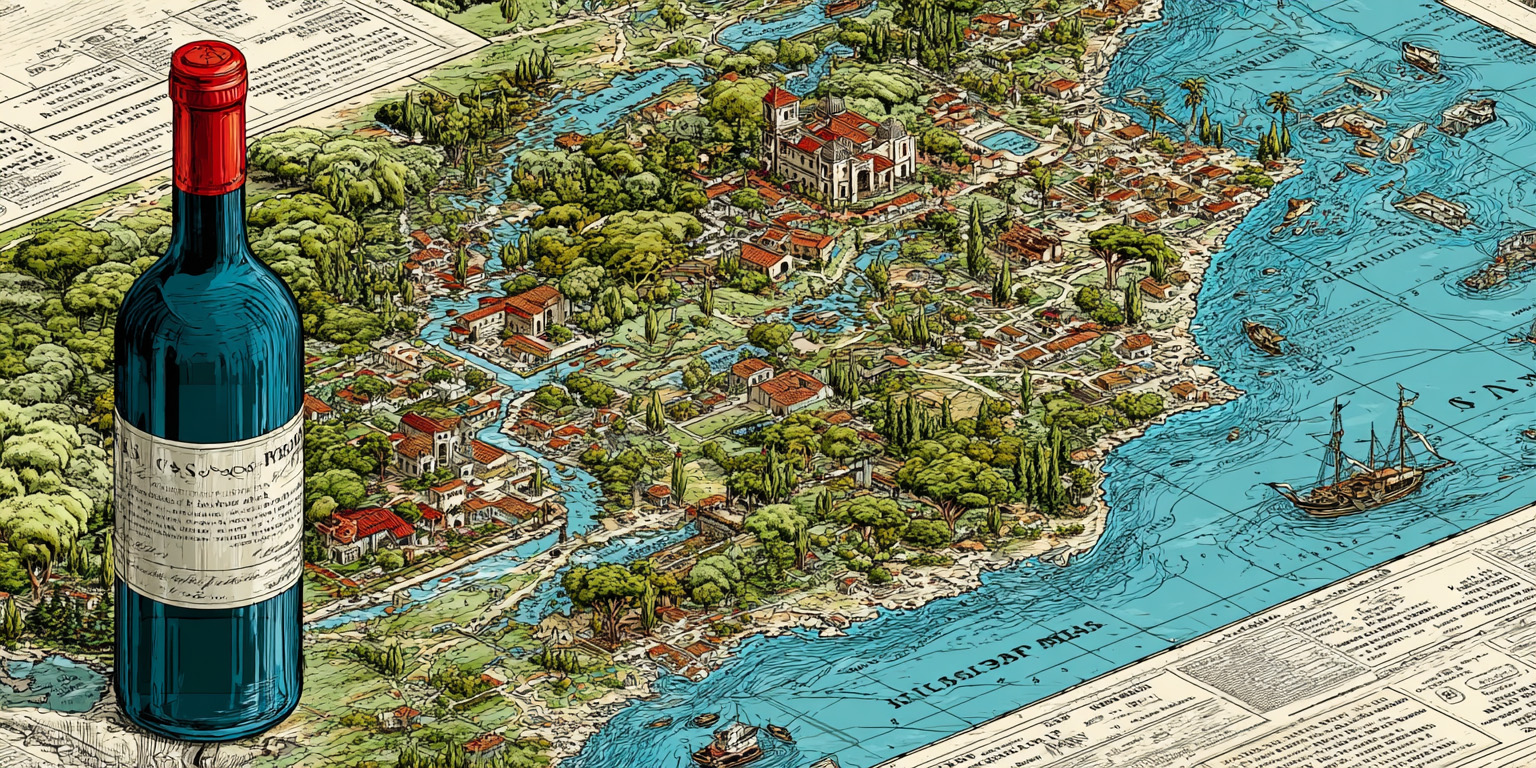 map with wine bottle