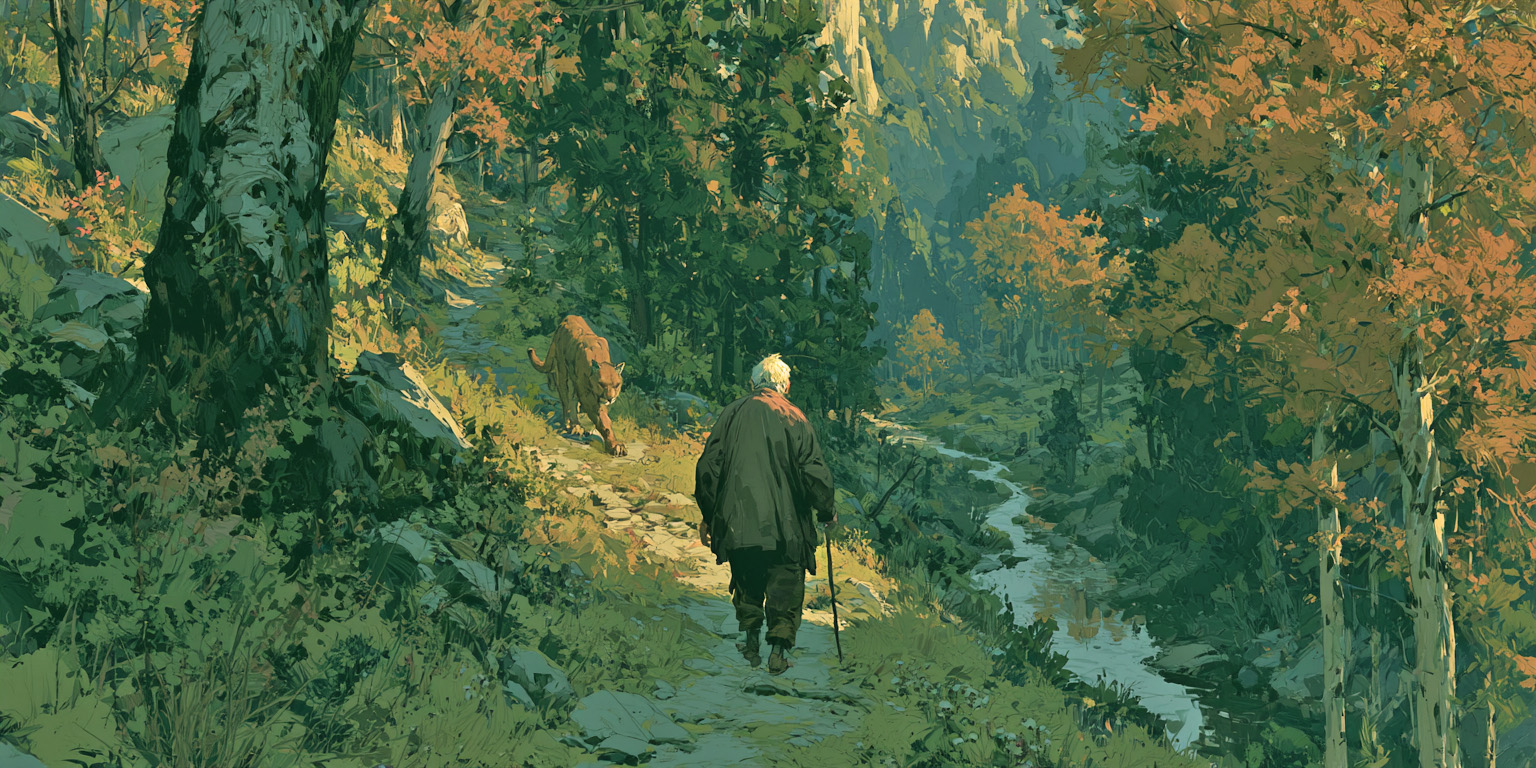 man walking on trail through forest