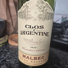 2020 clos d argentine wine label