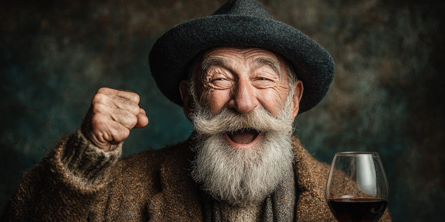 old man with glass of wine