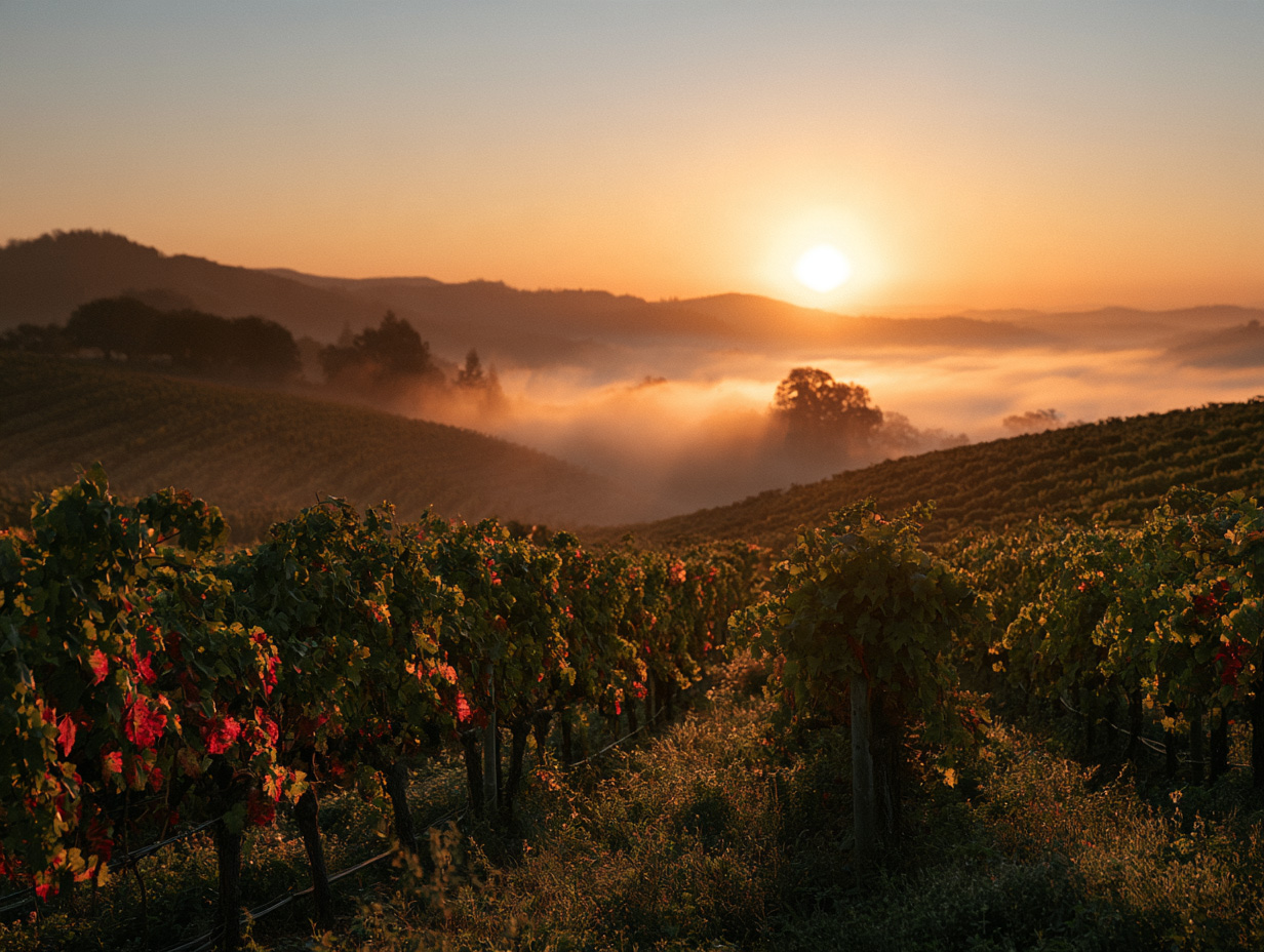Vineyard at sunset